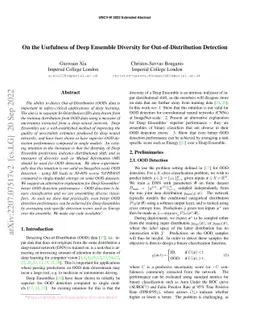 On the Usefulness of Deep Ensemble Diversity for Out-of-Distribution
  Detection