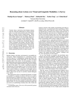 Reasoning about Actions over Visual and Linguistic Modalities: A Survey