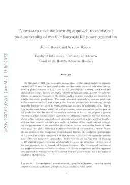 A two-step machine learning approach to statistical post-processing of
  weather forecasts for power generation