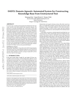 OASYS: Domain-Agnostic Automated System for Constructing Knowledge Base
  from Unstructured Text