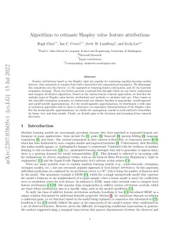 Algorithms to estimate Shapley value feature attributions