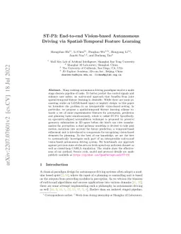ST-P3: End-to-end Vision-based Autonomous Driving via Spatial-Temporal
  Feature Learning