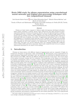 Brain MRI study for glioma segmentation using convolutional neural
  networks and original post-processing techniques with low computational
  demand