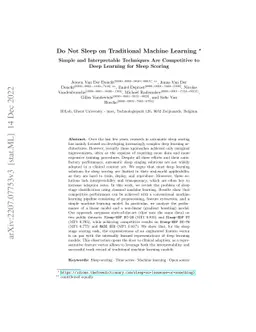 Do Not Sleep on Traditional Machine Learning: Simple and Interpretable
  Techniques Are Competitive to Deep Learning for Sleep Scoring