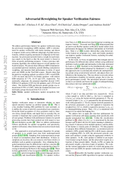 Adversarial Reweighting for Speaker Verification Fairness