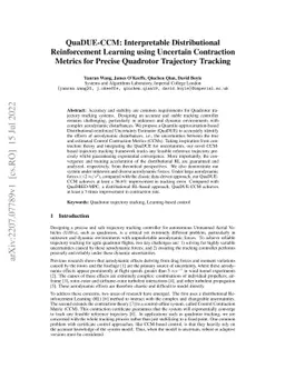 QuaDUE-CCM: Interpretable Distributional Reinforcement Learning using
  Uncertain Contraction Metrics for Precise Quadrotor Trajectory Tracking