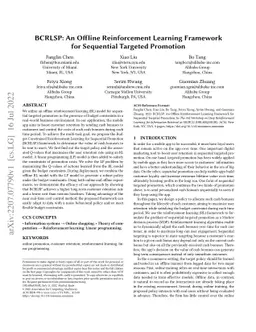 BCRLSP: An Offline Reinforcement Learning Framework for Sequential
  Targeted Promotion