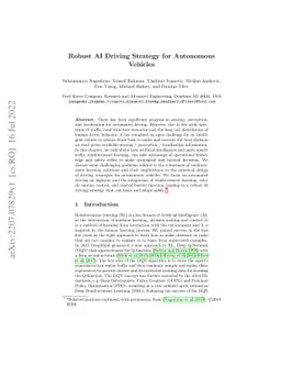 Robust AI Driving Strategy for Autonomous Vehicles
