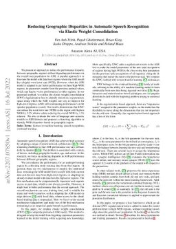 Reducing Geographic Disparities in Automatic Speech Recognition via
  Elastic Weight Consolidation
