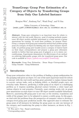 TransGrasp: Grasp Pose Estimation of a Category of Objects by
  Transferring Grasps from Only One Labeled Instance
