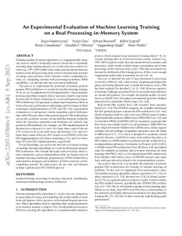 An Experimental Evaluation of Machine Learning Training on a Real
  Processing-in-Memory System