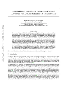 Unsupervised Ensemble Based Deep Learning Approach for Attack Detection
  in IoT Network