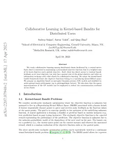 Collaborative Learning in Kernel-based Bandits for Distributed Users