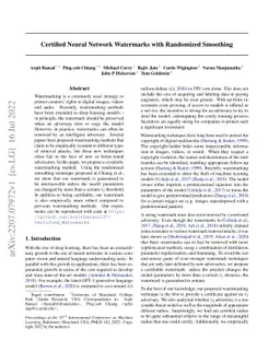 Certified Neural Network Watermarks with Randomized Smoothing