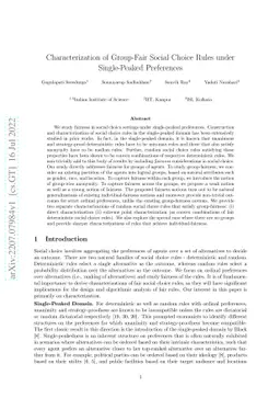 Characterization of Group-Fair Social Choice Rules under Single-Peaked
  Preferences
