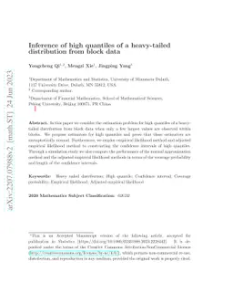 Inference of high quantiles of a heavy-tailed distribution from block
  data