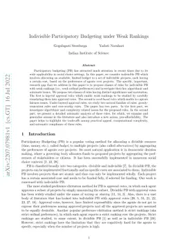 Indivisible Participatory Budgeting under Weak Rankings