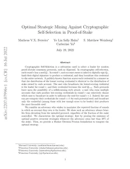 Optimal Strategic Mining Against Cryptographic Self-Selection in
  Proof-of-Stake