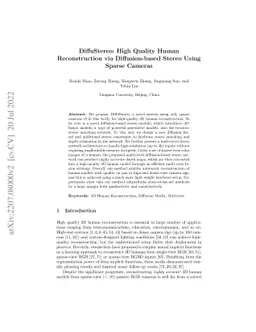 DiffuStereo: High Quality Human Reconstruction via Diffusion-based
  Stereo Using Sparse Cameras