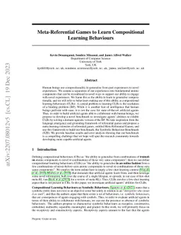 Meta-Referential Games to Learn Compositional Learning Behaviours