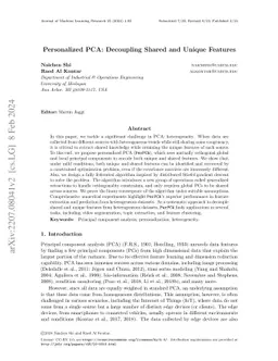 Personalized PCA: Decoupling Shared and Unique Features