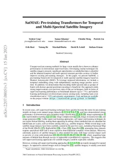 SatMAE: Pre-training Transformers for Temporal and Multi-Spectral
  Satellite Imagery