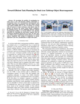 Toward Efficient Task Planning for Dual-Arm Tabletop Object
  Rearrangement