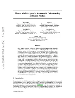 Threat Model-Agnostic Adversarial Defense using Diffusion Models