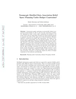 Nonmyopic Distilled Data Association Belief Space Planning Under Budget
  Constraints