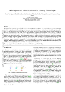 Model-Agnostic and Diverse Explanations for Streaming Rumour Graphs