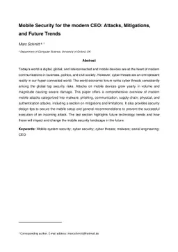 Mobile Security for the modern CEO: Attacks, Mitigations, and Future
  Trends