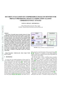 Security Evaluation of Compressible Image Encryption for
  Privacy-Preserving Image Classification against Ciphertext-only Attacks