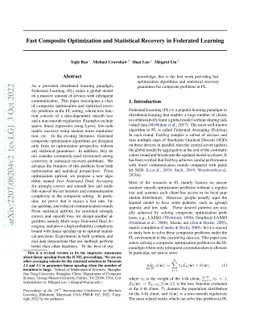 Fast Composite Optimization and Statistical Recovery in Federated
  Learning