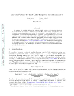 Uniform Stability for First-Order Empirical Risk Minimization