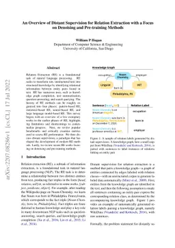 An Overview of Distant Supervision for Relation Extraction with a Focus
  on Denoising and Pre-training Methods