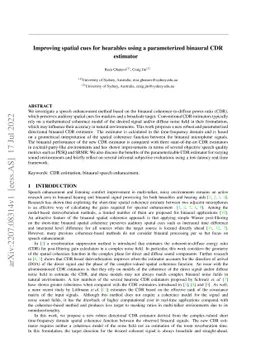 Improving spatial cues for hearables using a parameterized binaural CDR
  estimator