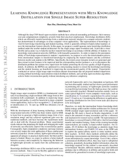 Learning Knowledge Representation with Meta Knowledge Distillation for
  Single Image Super-Resolution