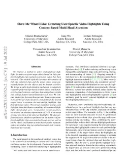 Show Me What I Like: Detecting User-Specific Video Highlights Using
  Content-Based Multi-Head Attention