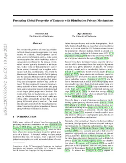 Protecting Global Properties of Datasets with Distribution Privacy
  Mechanisms