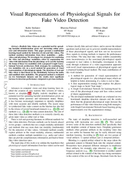 Visual Representations of Physiological Signals for Fake Video Detection