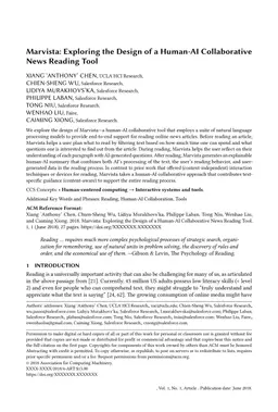 Marvista: Exploring the Design of a Human-AI Collaborative News Reading
  Tool