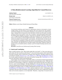 A Meta-Reinforcement Learning Algorithm for Causal Discovery