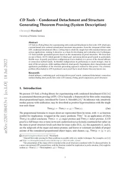 CD Tools -- Condensed Detachment and Structure Generating Theorem
  Proving (System Description)