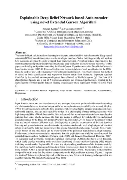 Explainable Deep Belief Network based Auto encoder using novel Extended
  Garson Algorithm