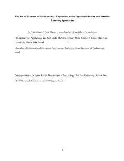 The Vocal Signature of Social Anxiety: Exploration using
  Hypothesis-Testing and Machine-Learning Approaches