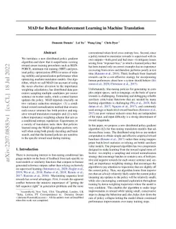 MAD for Robust Reinforcement Learning in Machine Translation