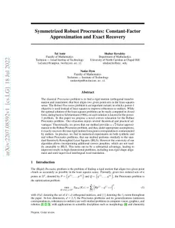 Symmetrized Robust Procrustes: Constant-Factor Approximation and Exact
  Recovery