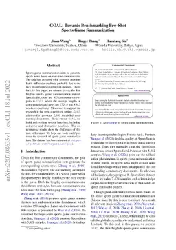 GOAL: Towards Benchmarking Few-Shot Sports Game Summarization