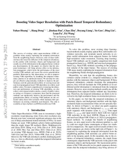 Boosting Video Super Resolution with Patch-Based Temporal Redundancy
  Optimization