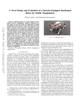 A Novel Design and Evaluation of a Dactylus-Equipped Quadruped Robot for
  Mobile Manipulation